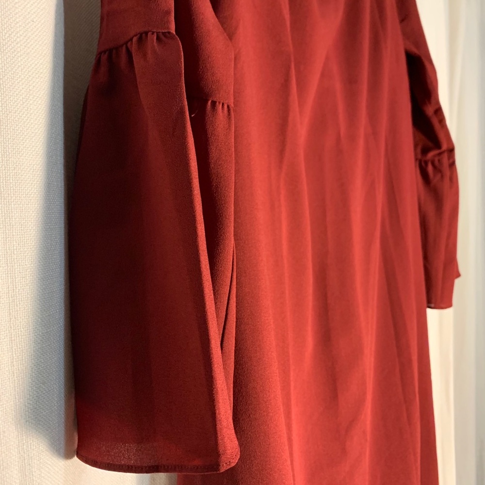 Burgundy 3/4 Bell-Sleeve Dress (NWOT)
